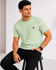 Men's Pistachio Crew Neck T-Shirt - Gold Finish Cotton | EPG