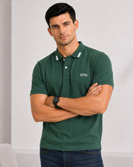 EPG Half Sleeve's Pure Cotton Men's Polo T Shirt - Bottle Green