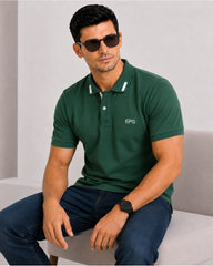 EPG Half Sleeve's Pure Cotton Men's Polo T Shirt - Bottle Green