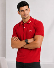 EPG Half Sleeve Pure Cotton Men's Polo (Collar )T Shirt  - Red