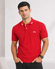 EPG Half Sleeve Pure Cotton Men's Polo (Collar )T Shirt  - Red