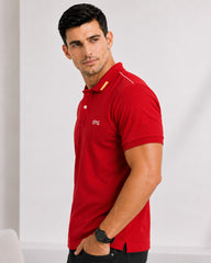 EPG Half Sleeve Pure Cotton Men's Polo (Collar )T Shirt  - Red