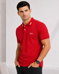 EPG Half Sleeve Pure Cotton Men's Polo (Collar )T Shirt  - Red