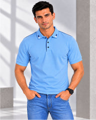 EPG Half Sleeve's Pure Cotton Men's Polo ( Collar) T shirt -   Sky Blue color