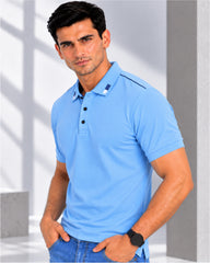 EPG Half Sleeve's Pure Cotton Men's Polo ( Collar) T shirt -   Sky Blue color