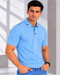 EPG Half Sleeve's Pure Cotton Men's Polo ( Collar) T shirt -   Sky Blue color