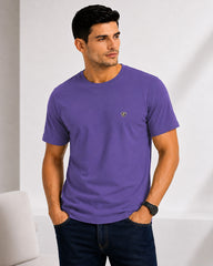 Men's Mauve Crew Neck T-Shirt - Gold Finish Cotton | EPG