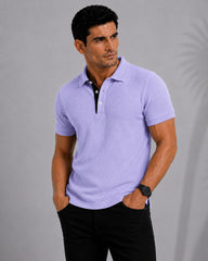 Ocean Blue  Cotton Fabdot Structure Fabric  Men's Classic Collar Polo