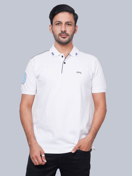 EPG Half Sleeve's Pure Cotton  Men's Polo T Shirt - White