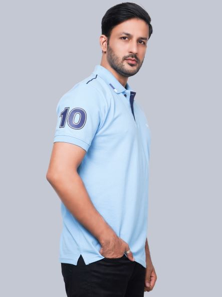 EPG Half Sleeve's Pure Cotton Men's Polo ( Collar) T shirt -   Sky Blue color