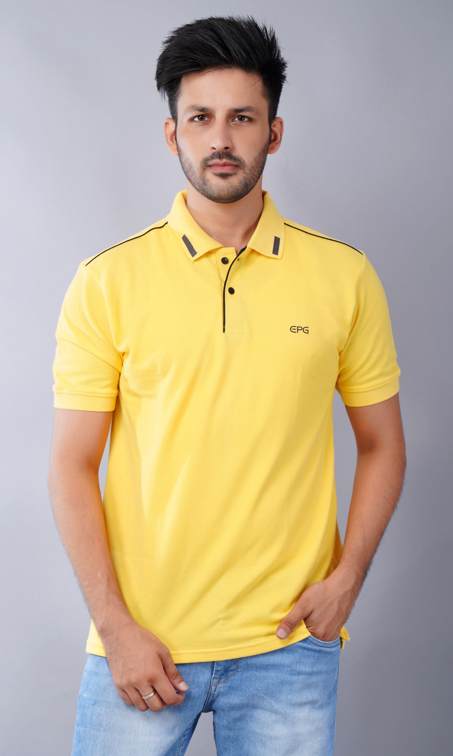 EPG Half Sleeve's Pure Cotton Men's Polo T Shirt  - Yellow