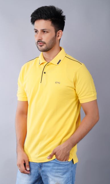 EPG Half Sleeve's Pure Cotton Men's Polo T Shirt  - Yellow