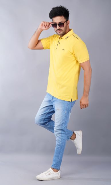 EPG Half Sleeve's Pure Cotton Men's Polo T Shirt  - Yellow