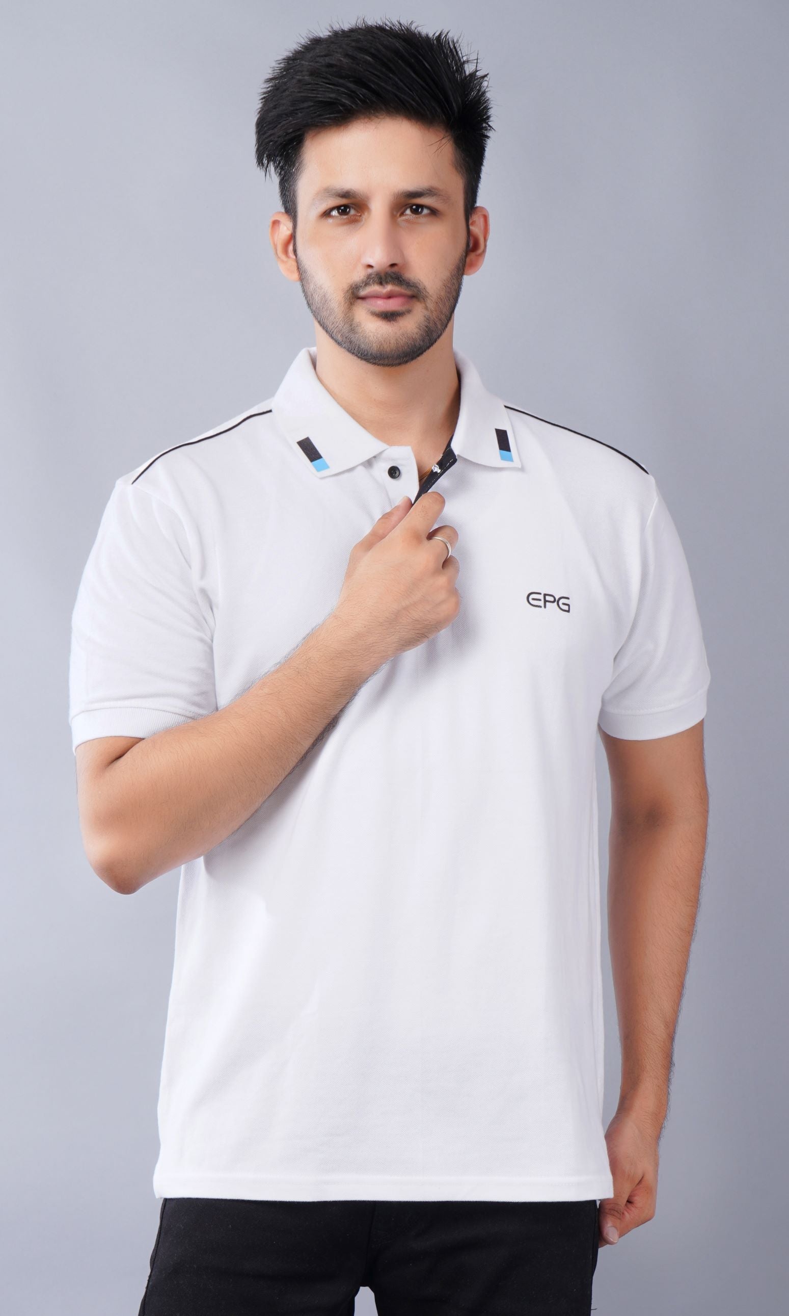 EPG Half Sleeve's Pure Cotton  Men's Polo T Shirt - White