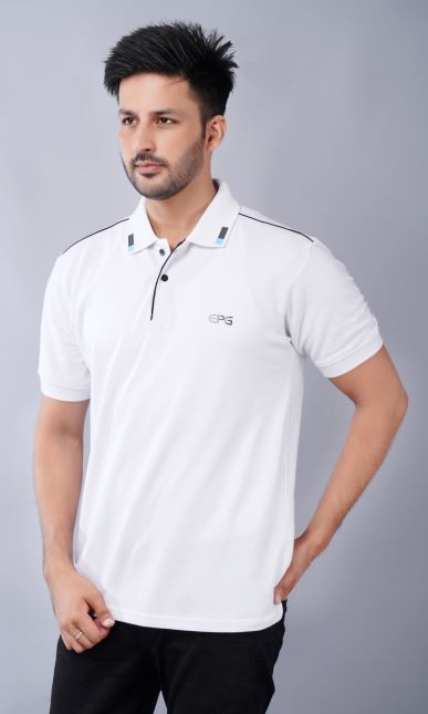 EPG Half Sleeve's Pure Cotton  Men's Polo T Shirt - White