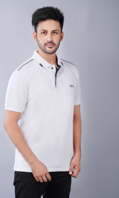 EPG Half Sleeve's Pure Cotton  Men's Polo T Shirt - White