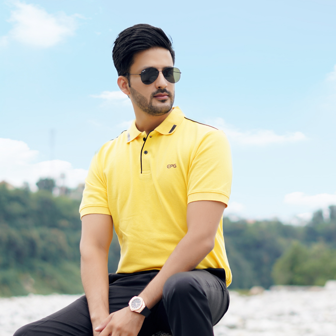 Mens yellow polo t shirt best sale