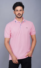 EPG Half Sleeve's Pure Cotton Men's Polo T Shirt - Lite Pink