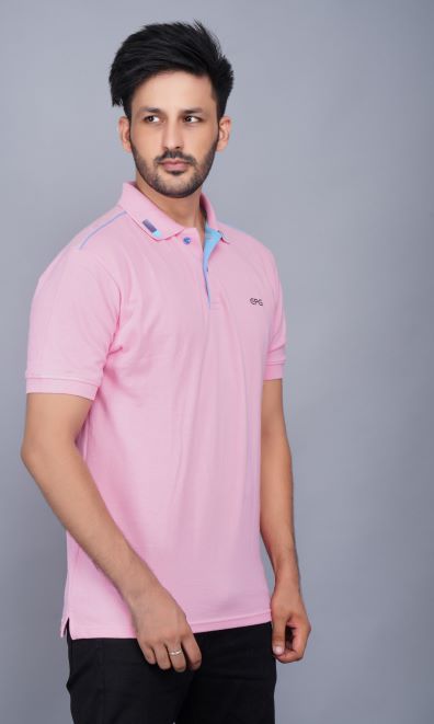 EPG Half Sleeve's Pure Cotton Men's Polo T Shirt - Lite Pink