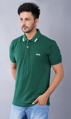 EPG Half Sleeve's Pure Cotton Men's Polo T Shirt - Bottle Green