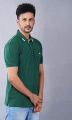 EPG Half Sleeve's Pure Cotton Men's Polo T Shirt - Bottle Green