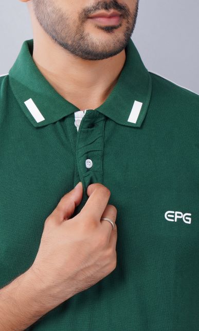 EPG Half Sleeve's Pure Cotton Men's Polo T Shirt - Bottle Green