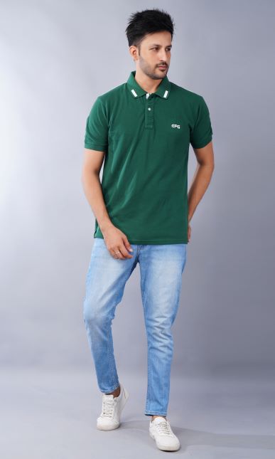 EPG Half Sleeve's Pure Cotton Men's Polo T Shirt - Bottle Green