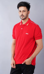 EPG Half Sleeve Pure Cotton Men's Polo (Collar )T Shirt  - Red