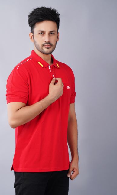 EPG Half Sleeve Pure Cotton Men's Polo (Collar )T Shirt  - Red