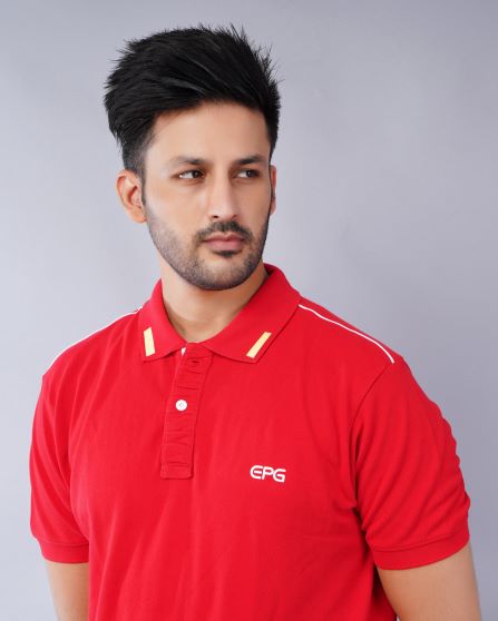 EPG Half Sleeve Pure Cotton Men's Polo (Collar )T Shirt  - Red