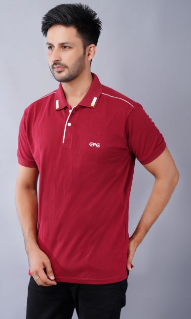 EPG Half Sleeve's Pure Cotton Men's Polo T Shirt - Maroon