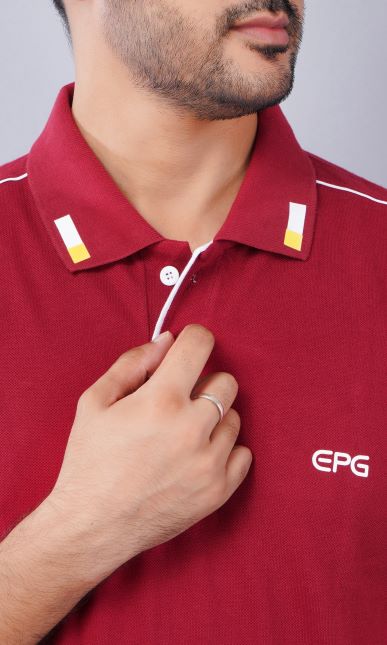 EPG Half Sleeve's Pure Cotton Men's Polo T Shirt - Maroon