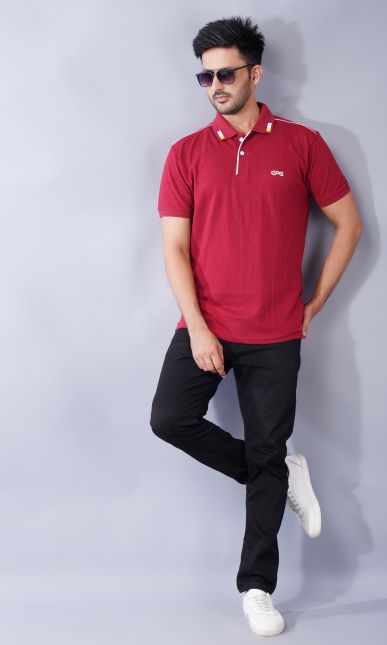 EPG Half Sleeve's Pure Cotton Men's Polo T Shirt - Maroon