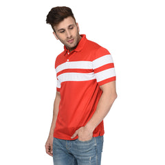 EPG Pure Cotton  Men's   Panel Polo Sports  T-shirt - Red color