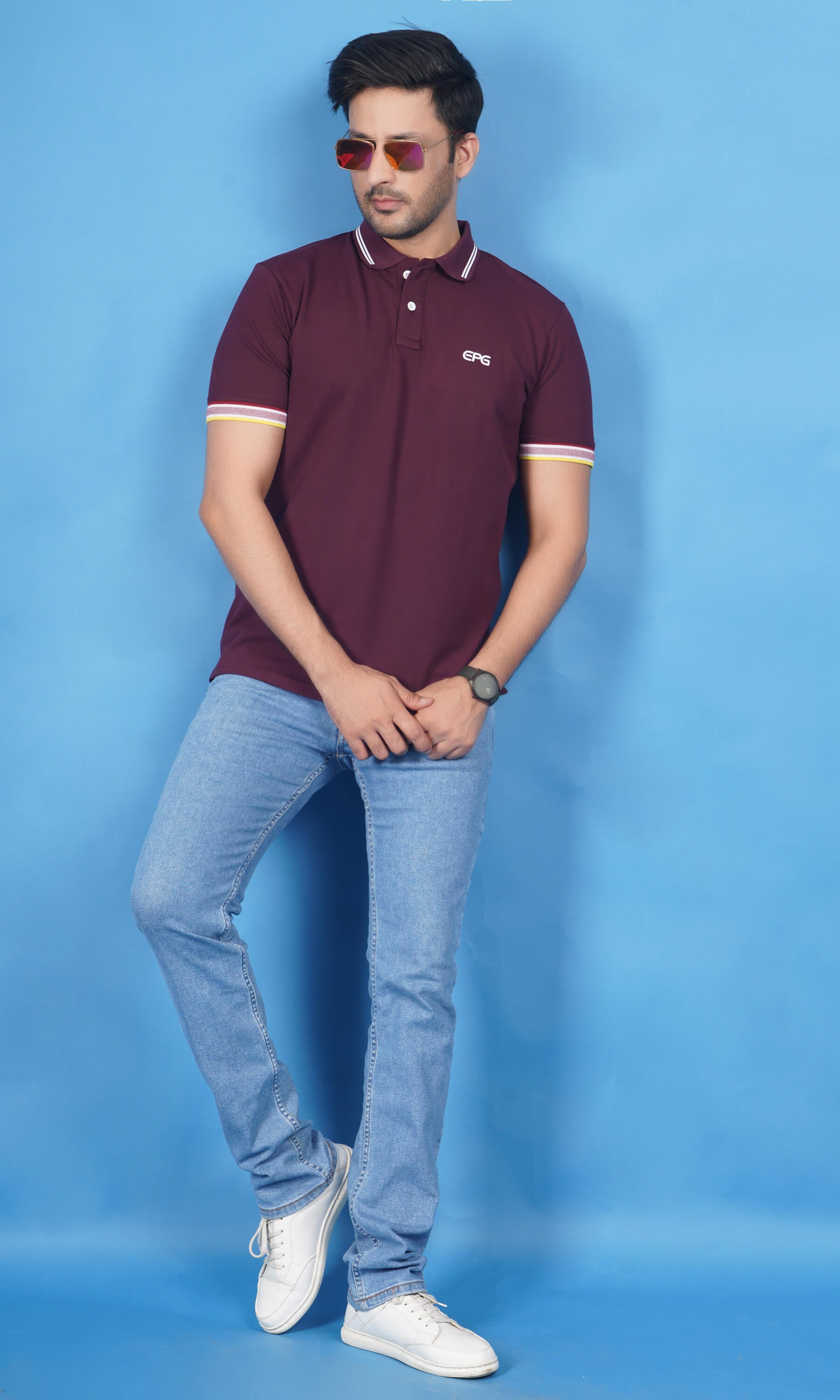 EPG Cotton Lycra Men's Polo T Shirt - Wine