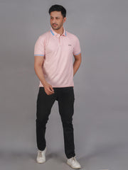 EPG Men's Cotton Lycra Polo T Shirt - Lite Pink