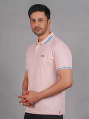 EPG Men's Cotton Lycra Polo T Shirt - Lite Pink