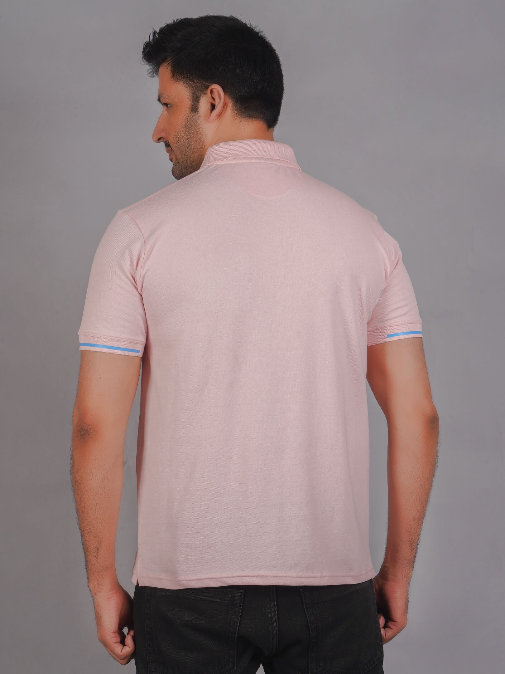 EPG Men's Cotton Lycra Polo T Shirt - Lite Pink