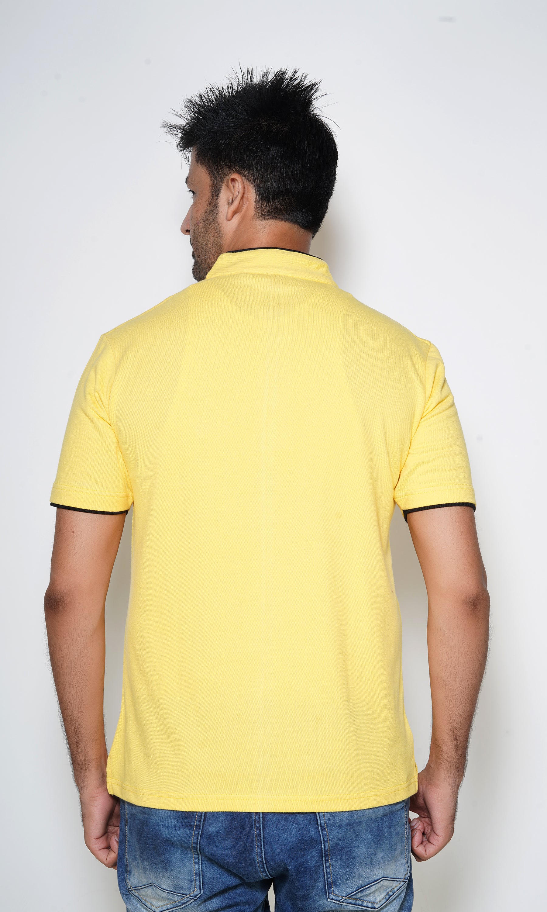 EPG Pure Cotton Men's Mandarin Collar Cotton T-shirt - Yellow