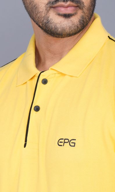 EPG Pure Cotton Full Sleeve's Men's Polo (Collar) T Shirt - Yellow