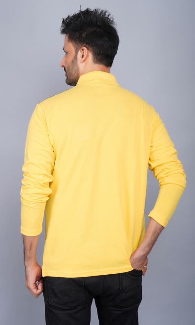 EPG Pure Cotton Full Sleeve's Men's Polo (Collar) T Shirt - Yellow