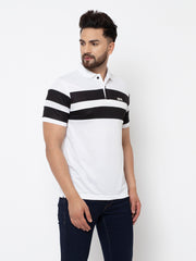 EPG Pure Cotton  Men's  Panel Polo Sports T-shirt - White color