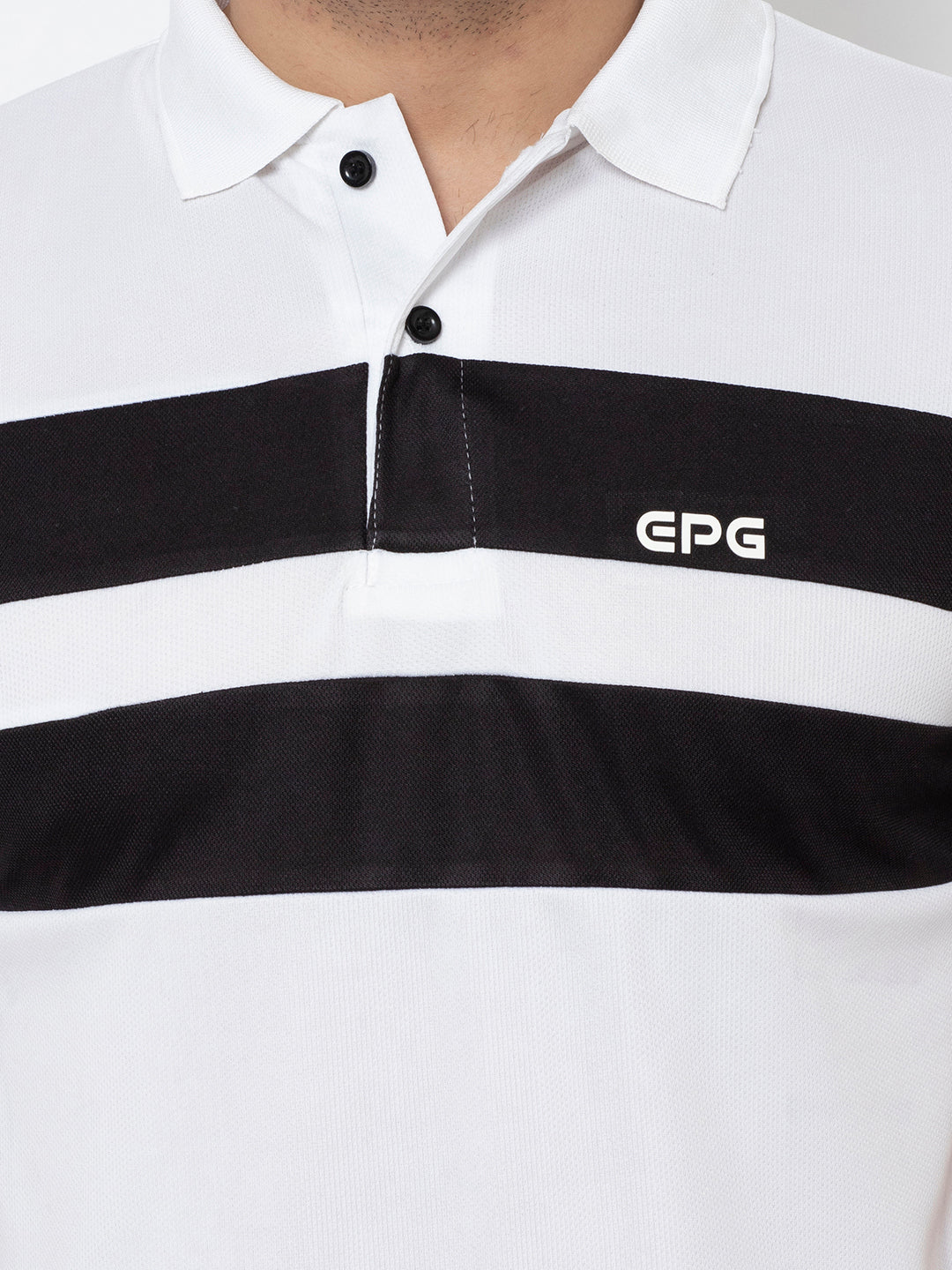 EPG Pure Cotton  Men's  Panel Polo Sports T-shirt - White color