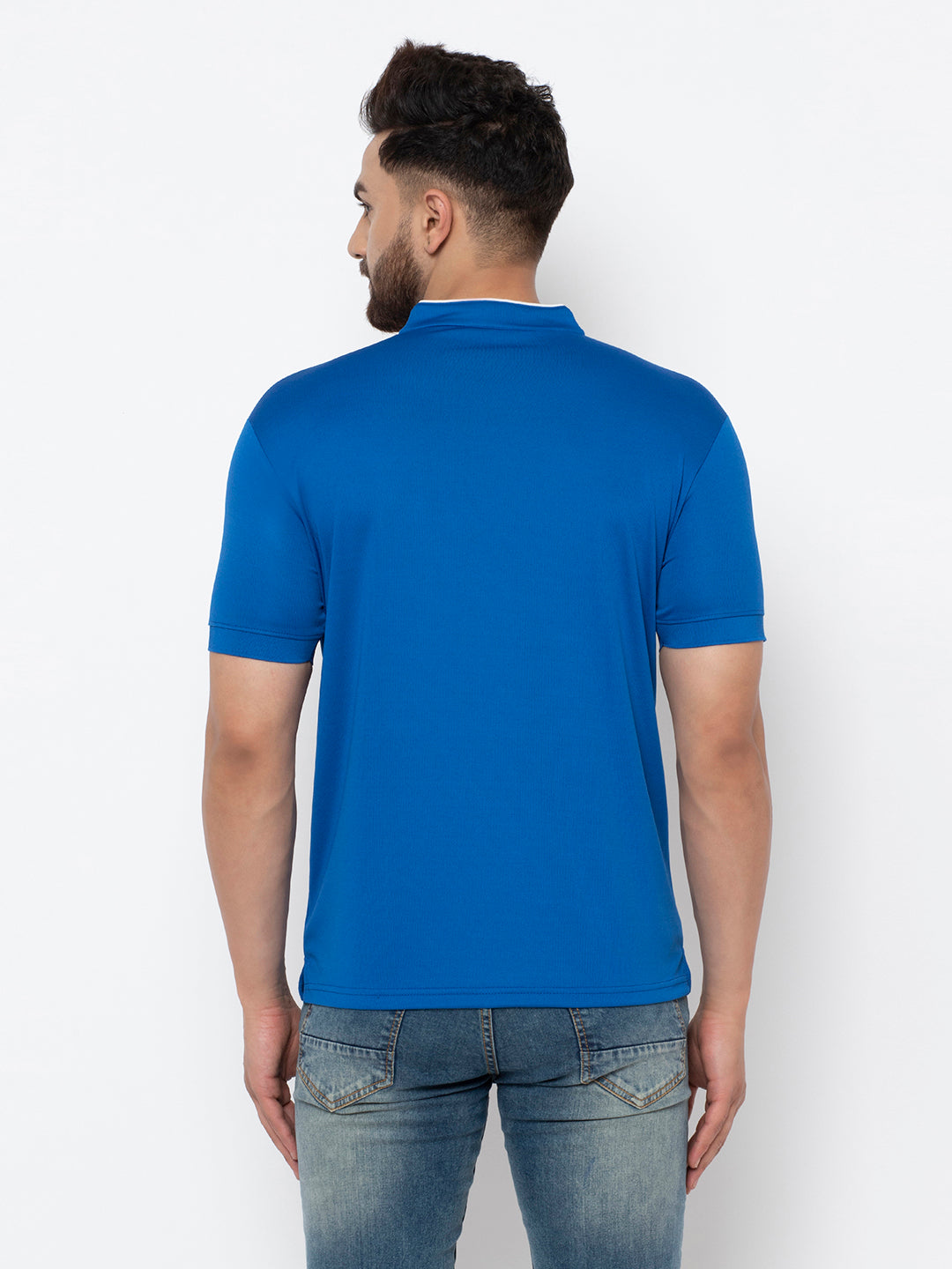 EPG Dry Fit (Polyester) Mandarin Collar Men's Sports T shirt -  Royal Blue color