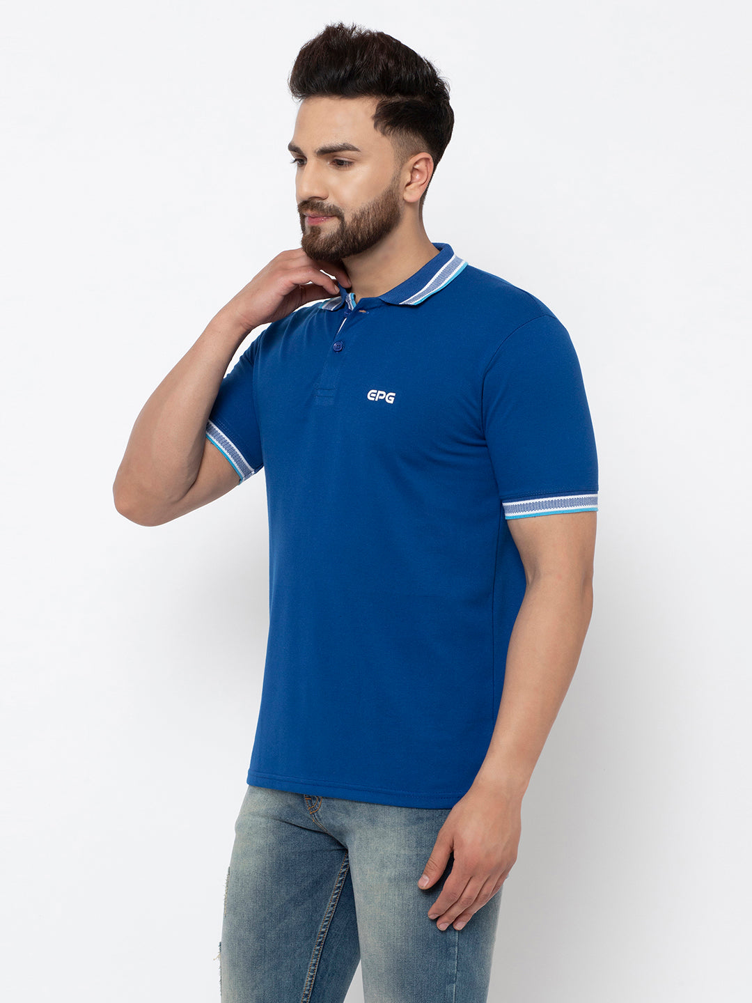 EPG Cotton Men's Polo  ( Collar ) T Shirt - Potomac ( Royal ) Blue