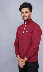 EPG Pure Cotton Fleece Men's Half Zip Jacket ( For Winters ) - Maroon