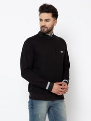 EPG Pure Cotton Fleece Men's Half Zip Jacket ( For Winters ) - Black