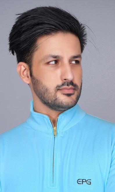 EPG Pure Cotton Fleece Men's Half Zip Jacket ( For Winters ) - AQUA BLUE