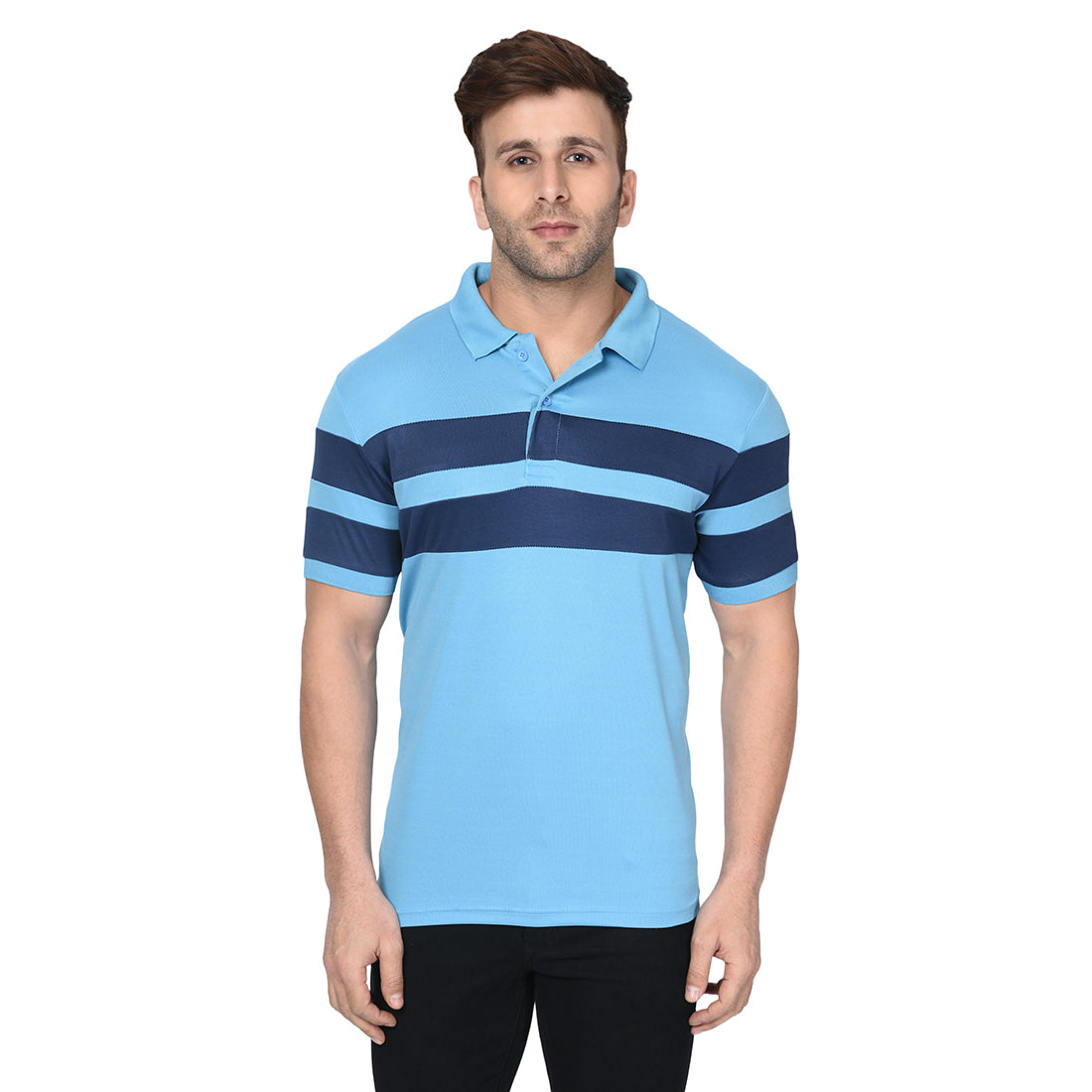 EPG Pure Cotton Men's  Panel  T-shirt - Blue color