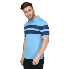 EPG Pure Cotton Men's  Panel  T-shirt - Blue color